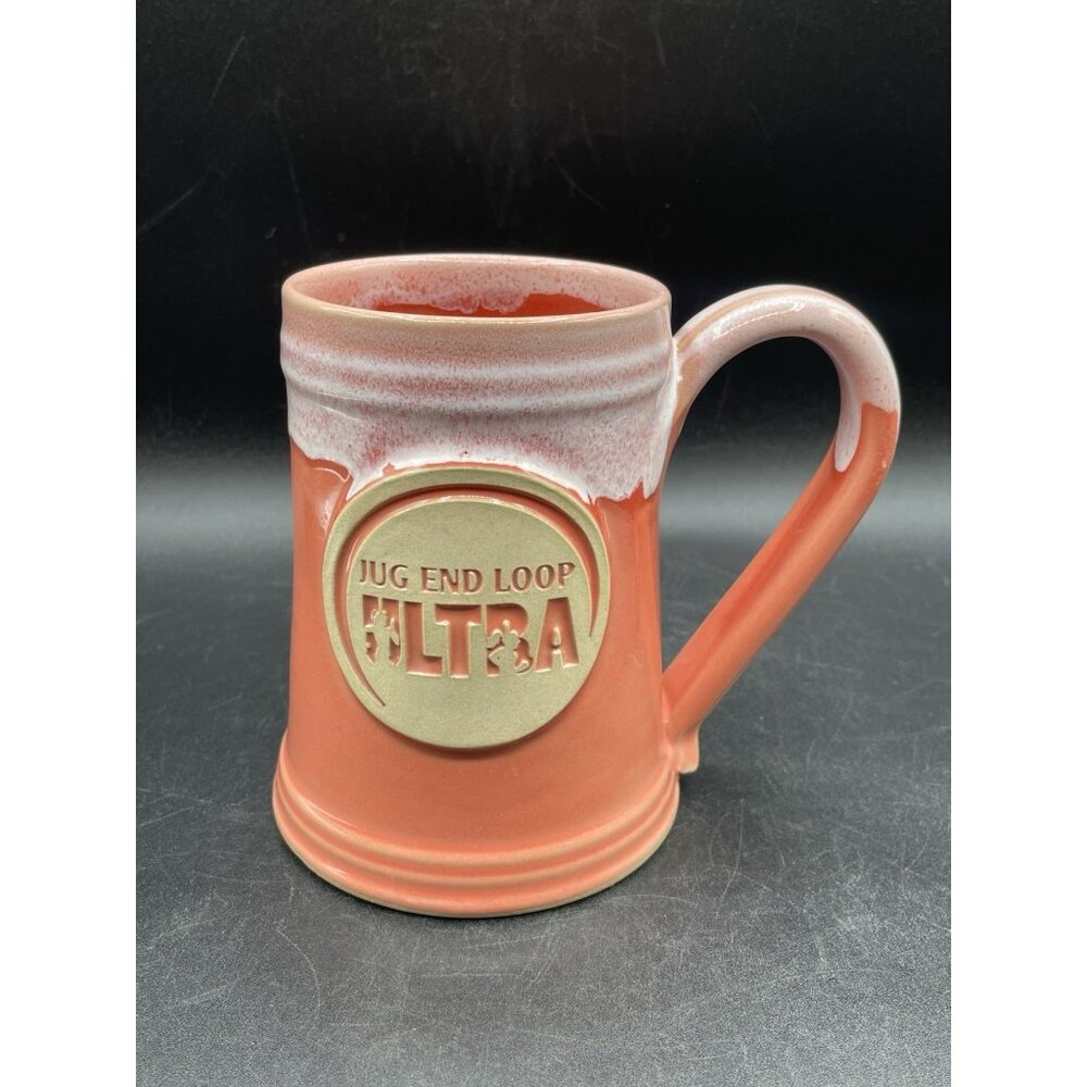 Grey Fox Pottery Mug Jug End Loop Ultra Coral Pink Drip glaze